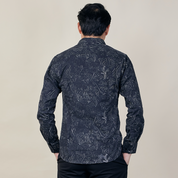 Men's Long-Sleeved Batik Shirt - Black Driftwood - Batik Boutique