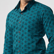 Men's Long-Sleeved Batik Shirt - Forest Firework - Batik Boutique