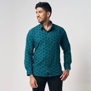 Men's Long-Sleeved Batik Shirt - Forest Firework - Batik Boutique