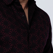 Men's Long-Sleeved Batik Shirt - Garnet Firework - Batik Boutique