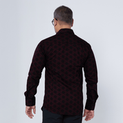 Men's Long-Sleeved Batik Shirt - Garnet Firework - Batik Boutique