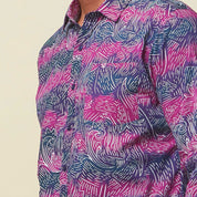 Men's Long-Sleeved Batik Shirt - Maroon Driftwood - Batik Boutique