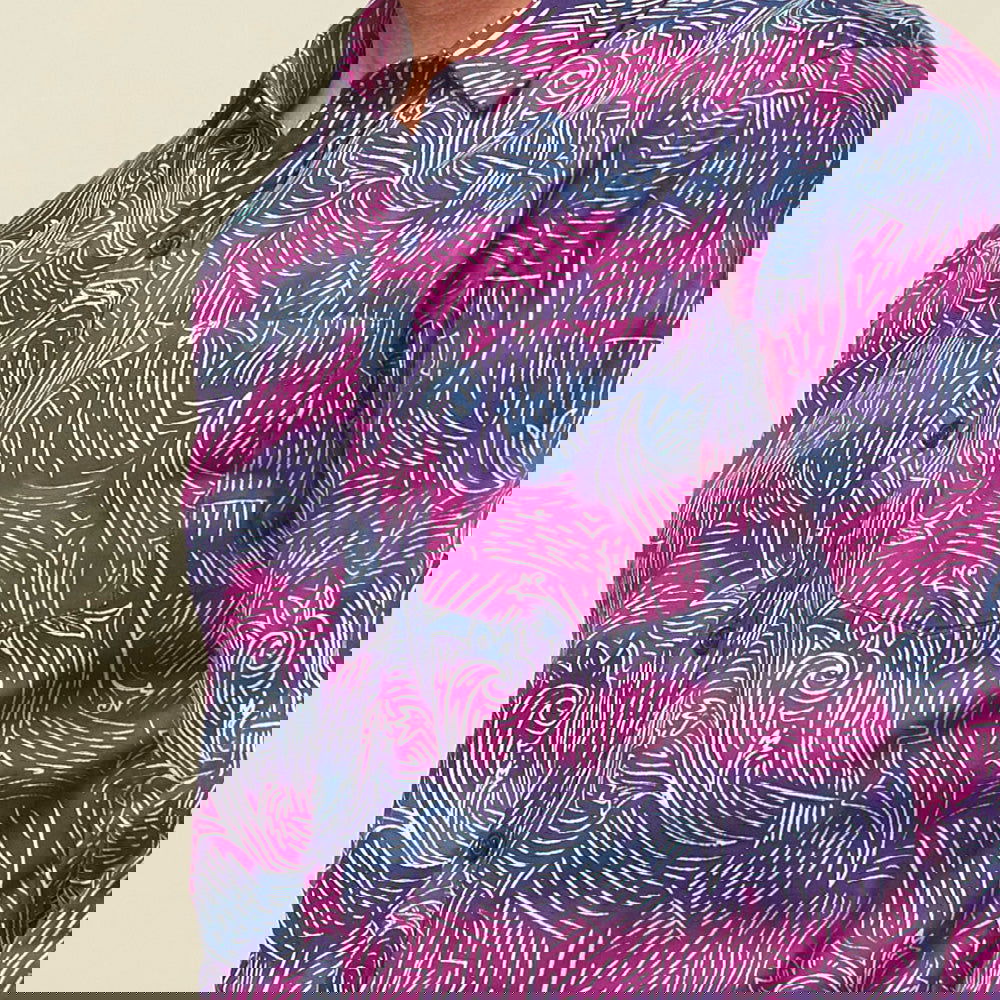 Men's Long-Sleeved Batik Shirt - Maroon Driftwood - Batik Boutique