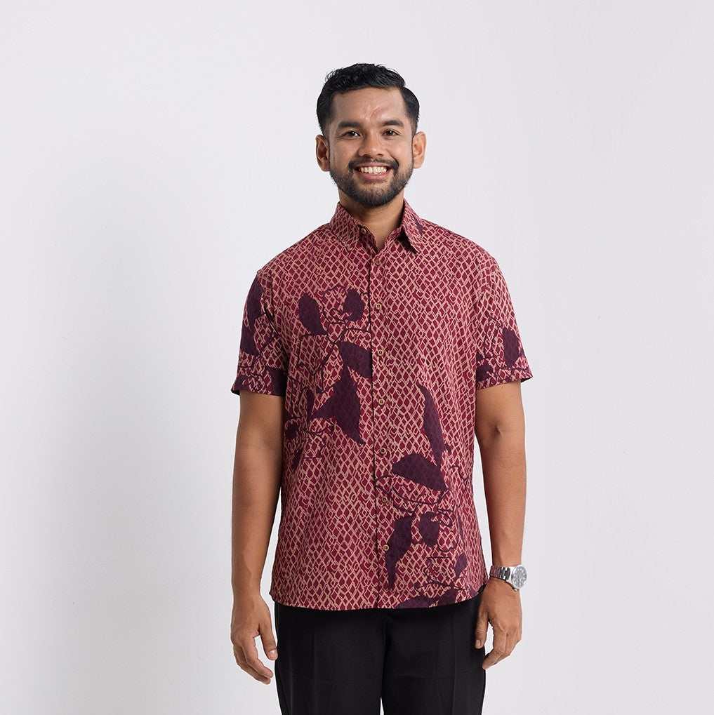 Men's Batik Shirt - Copper Blooming Lace