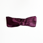 Plum Rimba Batik Headband front view – handcrafted batik fashion accessory