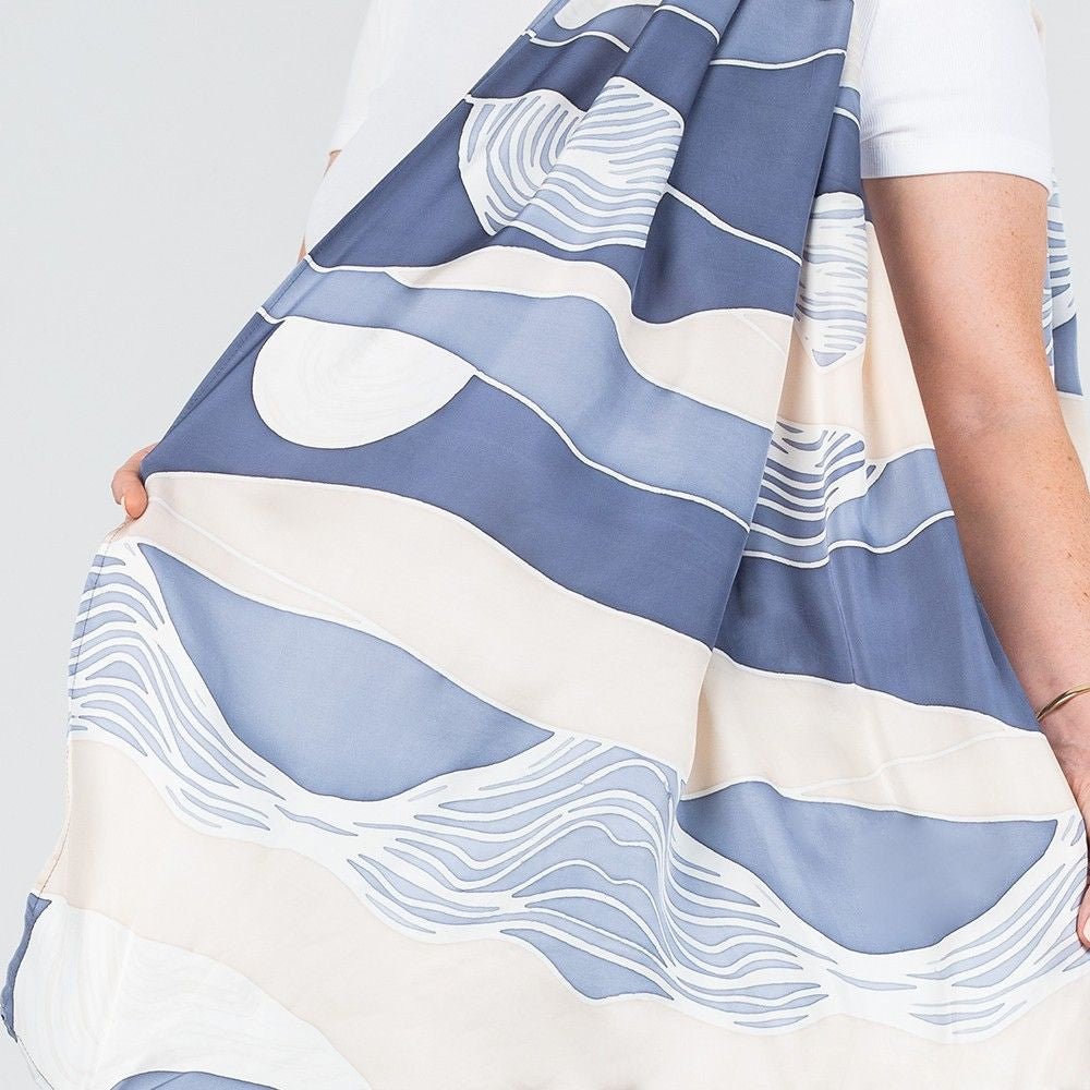 close up photo of the lavender bukit scarf 