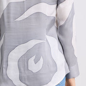 Women's Long-Sleeved Batik Shirt (Silk Cotton) - Silver Rose