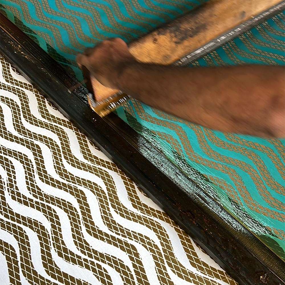 artisan photo of the Men's Long-Sleeved Batik Shirt - Teal Snakeskin 