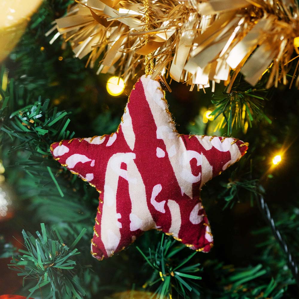 Star Ornament (Reversible) - Crimson Tiger - Batik Boutique