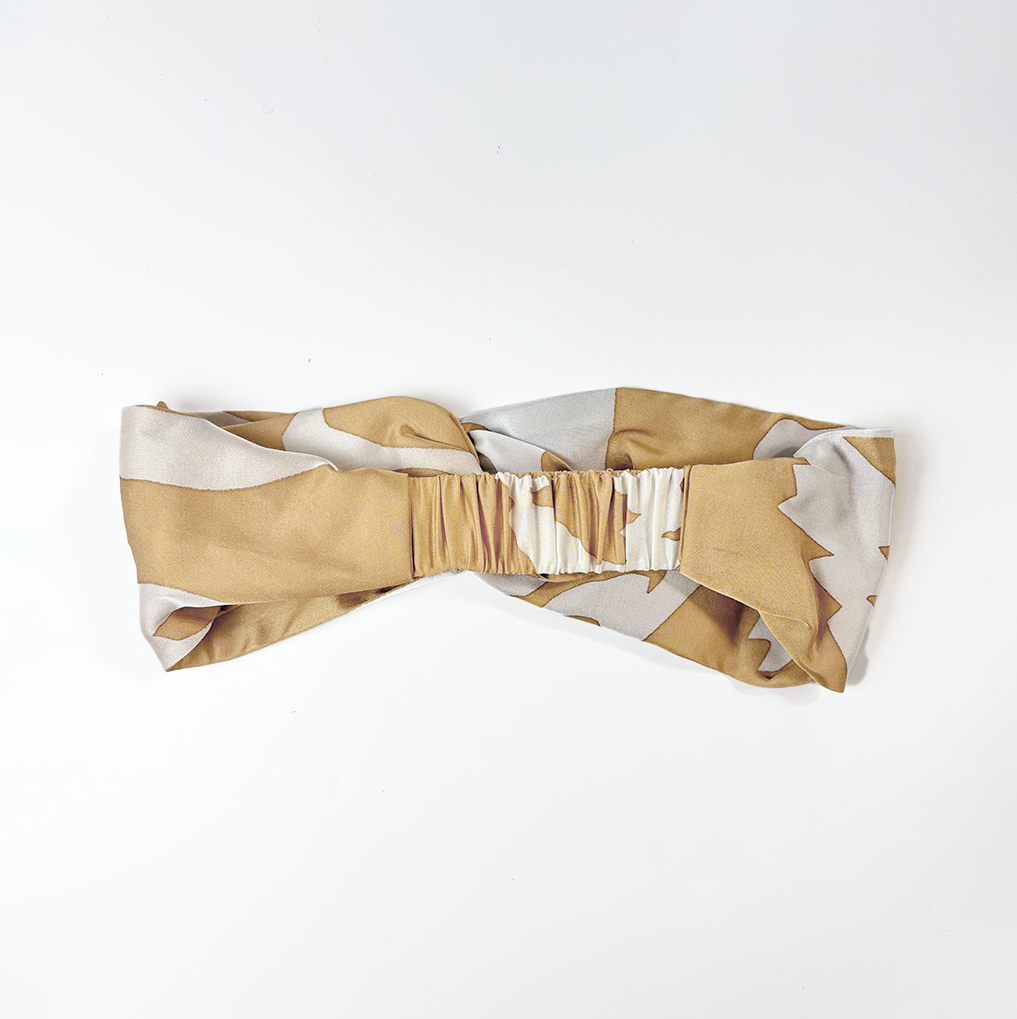 Back view of Tan Rimba Batik Headband with elastic band – Batik Boutique batik accessory