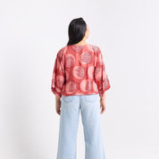 Tie Front Kimono - Crimson Yuan Dian