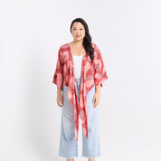 Tie Front Kimono - Crimson Yuan Dian