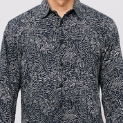 Men's Long-Sleeved Batik Shirt - Black Driftwood