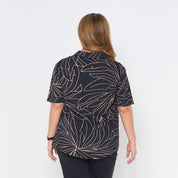 women wearing short sleeved women's cuban in onyx palma  back facing photo 