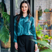 Women's Long-Sleeved Batik Shirt (Silk Cotton) - Forest Chain - Batik Boutique