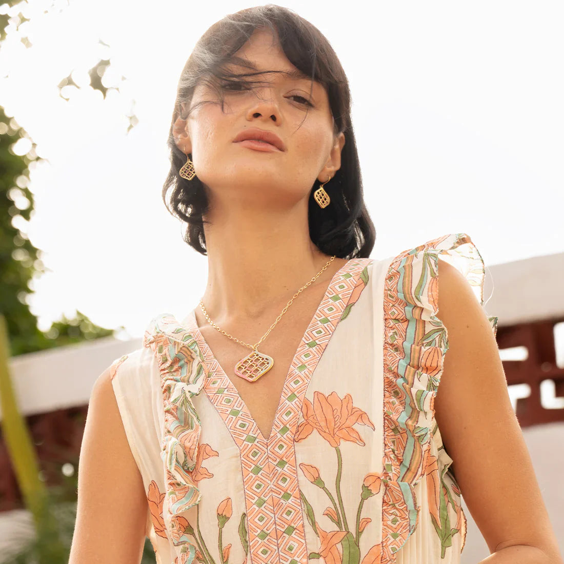 woven leaves double layered jewelry 