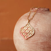 Woven leaves double pendant necklace 