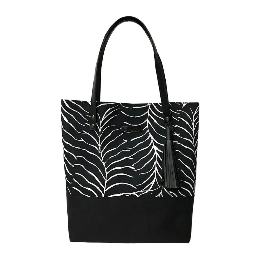 Batik Tote Bag (Canvas base) - Black Fern
