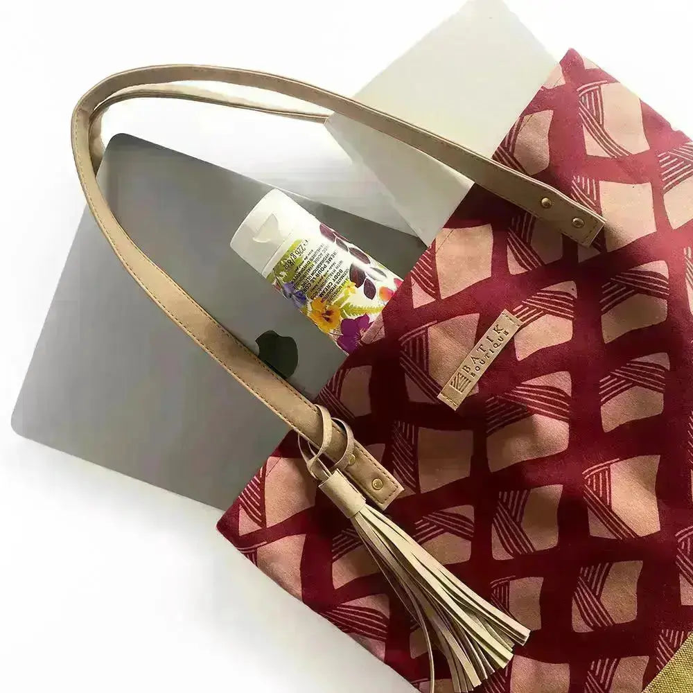 Batik Tote Bag (Canvas base) - Crimson Nasi Lemak