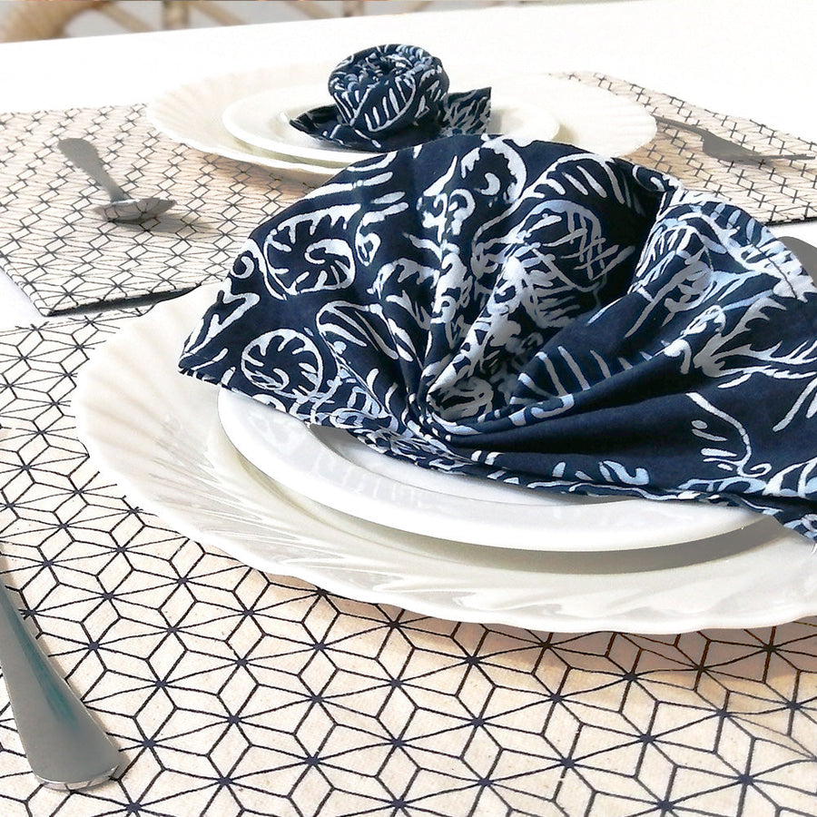 Batik Serviette Set - Blue Nautical Fern