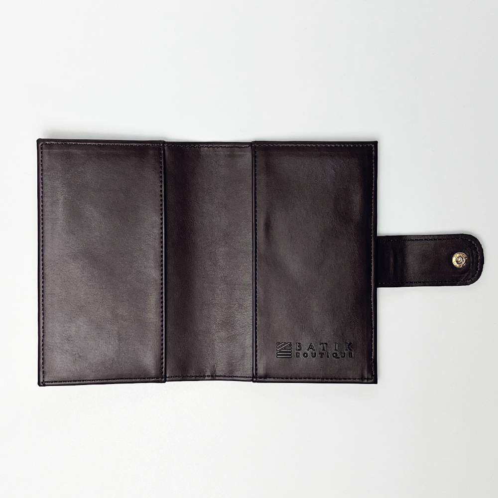 Batik + Leather Passport Cover - Forest Arabesque