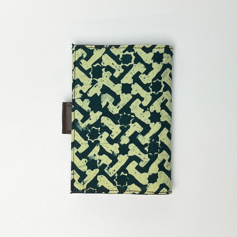 Batik + Leather Passport Cover - Forest Arabesque