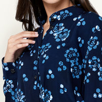 Batik Boutique_Long Shirt Dress_Navy Blossom_Model4