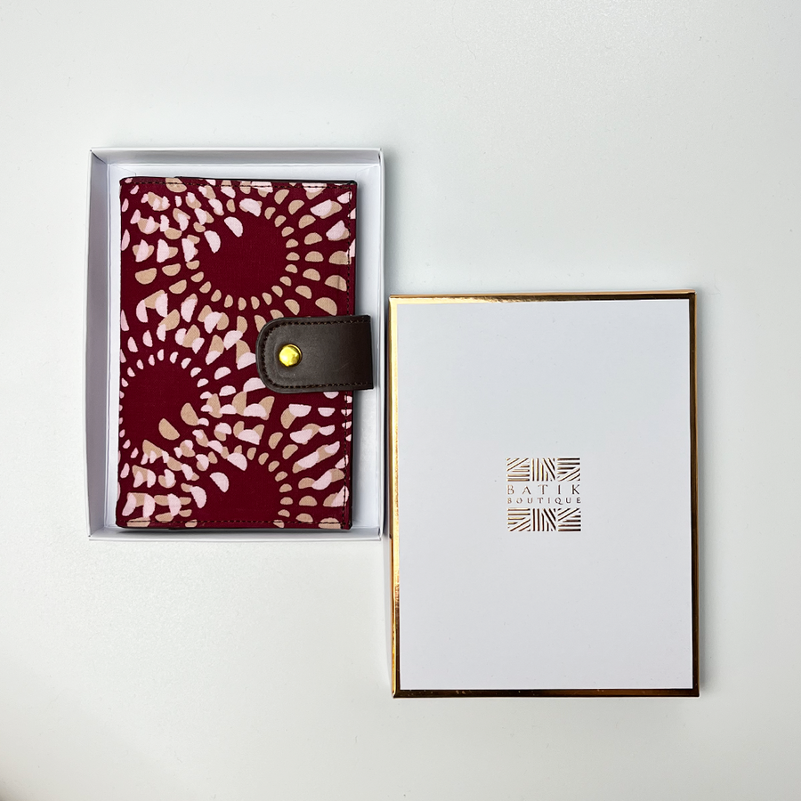 Batik + Leather Passport Cover - Crimson Lunar Batik Boutique