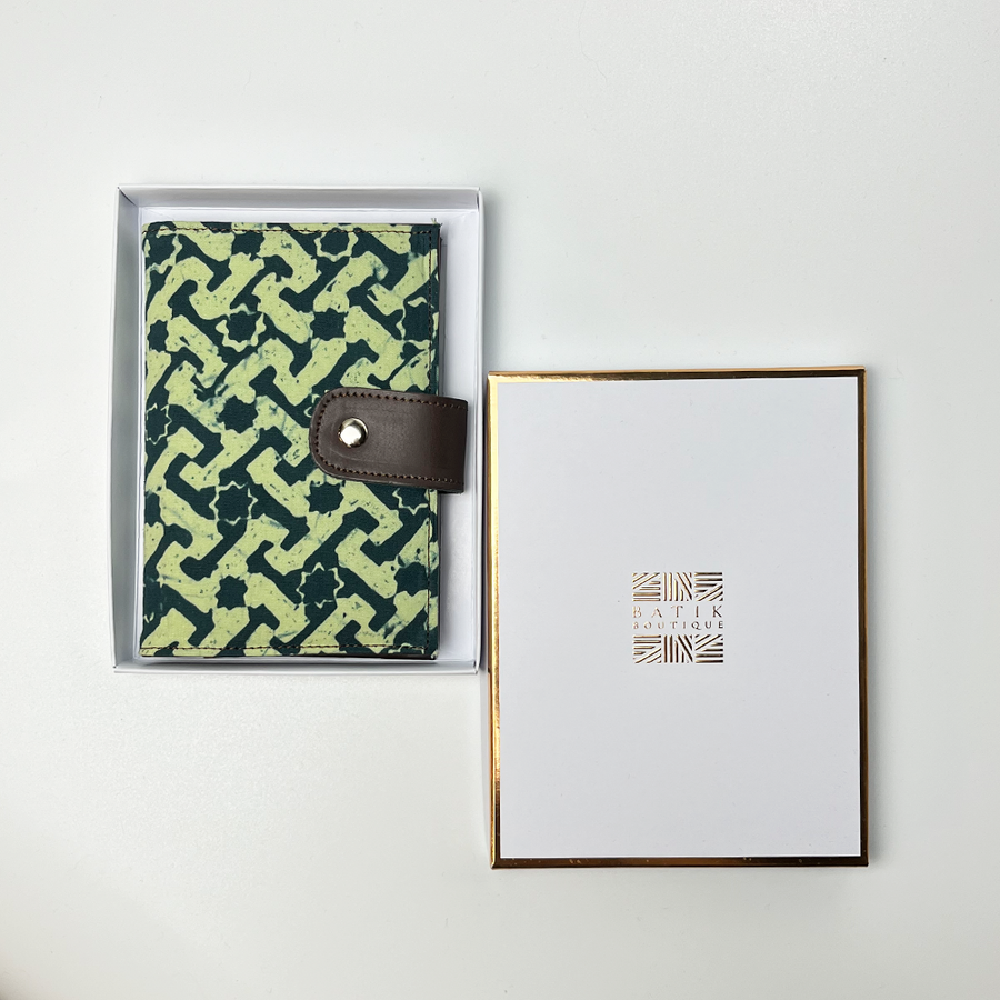 Batik + Leather Passport Cover - Forest Arabesque Batik Boutique