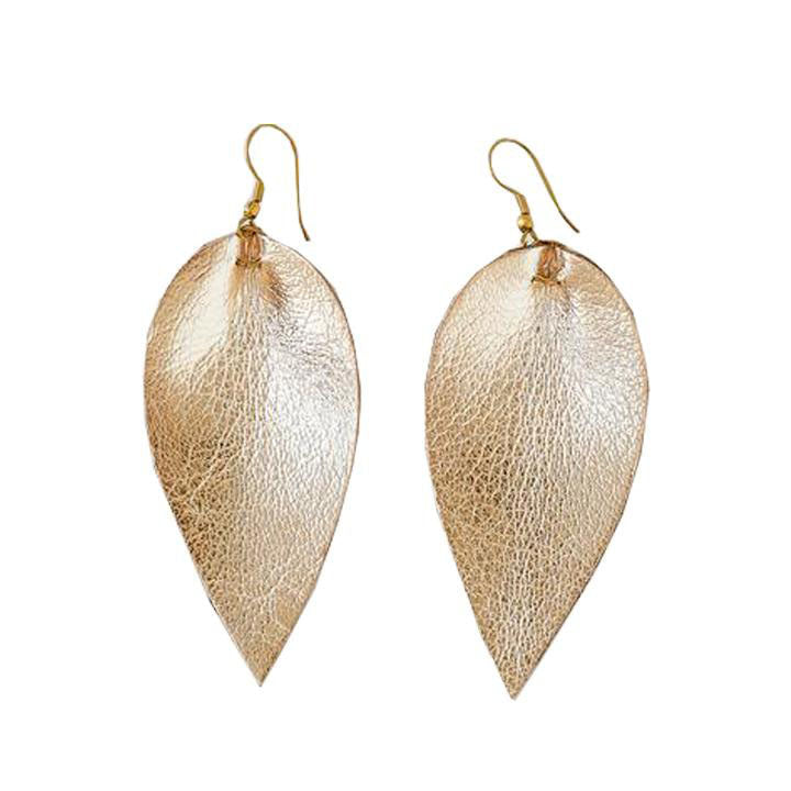 Metallic Leather Earrings - Gold Leaf