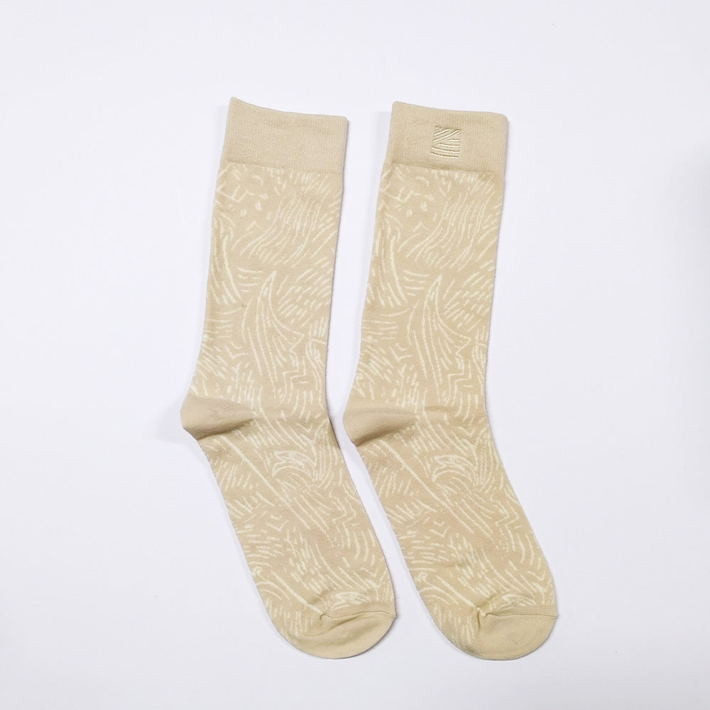 Batik-Inspired Unisex Socks - Beige Driftwood