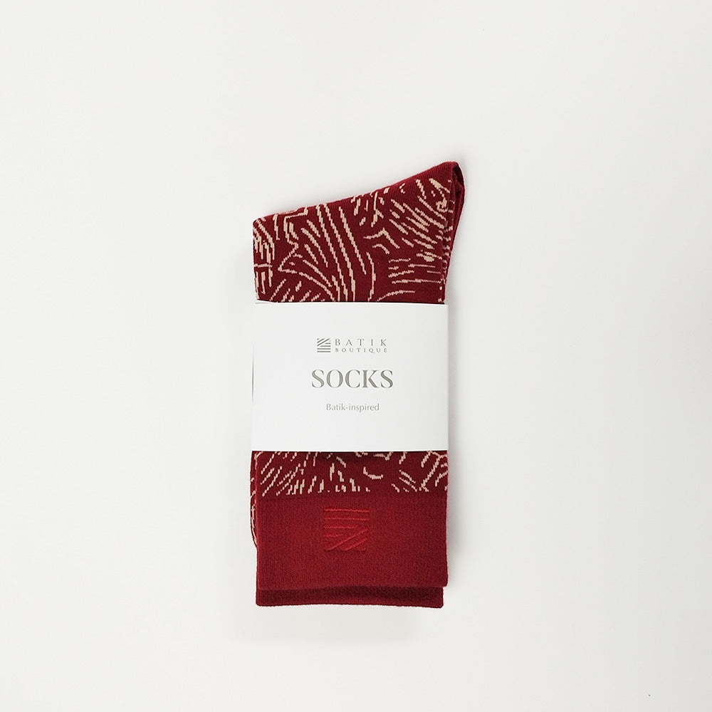 Batik-Inspired Unisex Socks - Crimson Driftwood Batik Boutique