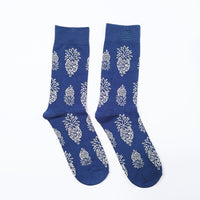 Batik-Inspired Unisex Socks - Navy Pineapple